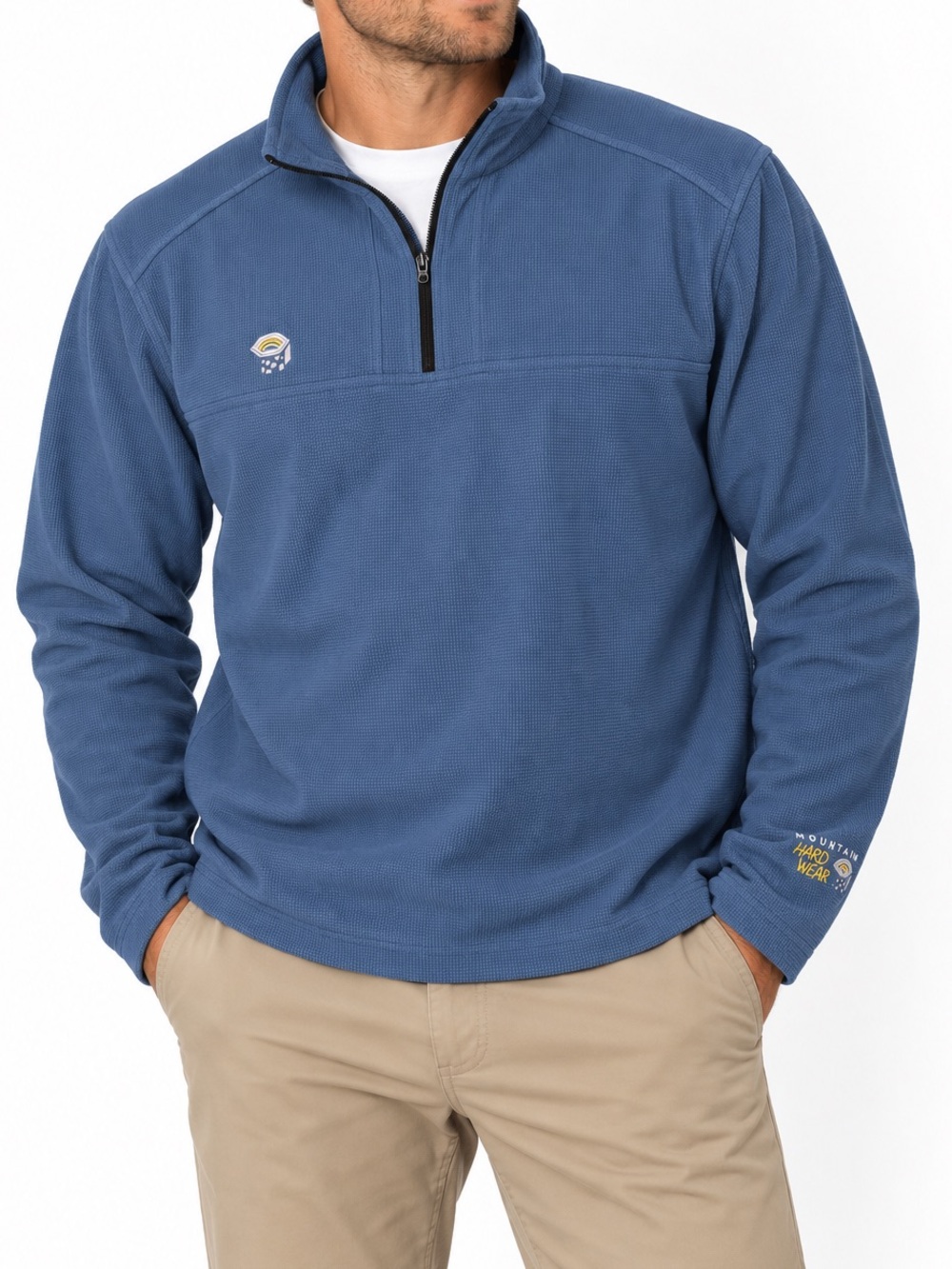 Mountain Hardwear Men’s XXL Blue Waffle Knit Quarter Zip Pullover